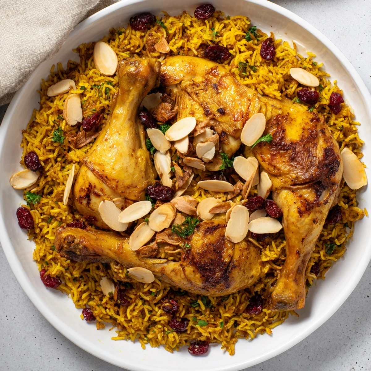 Aromatic Saffron Chicken and Rice Pilaf: a comforting one-pot meal with golden rice and juicy chicken.