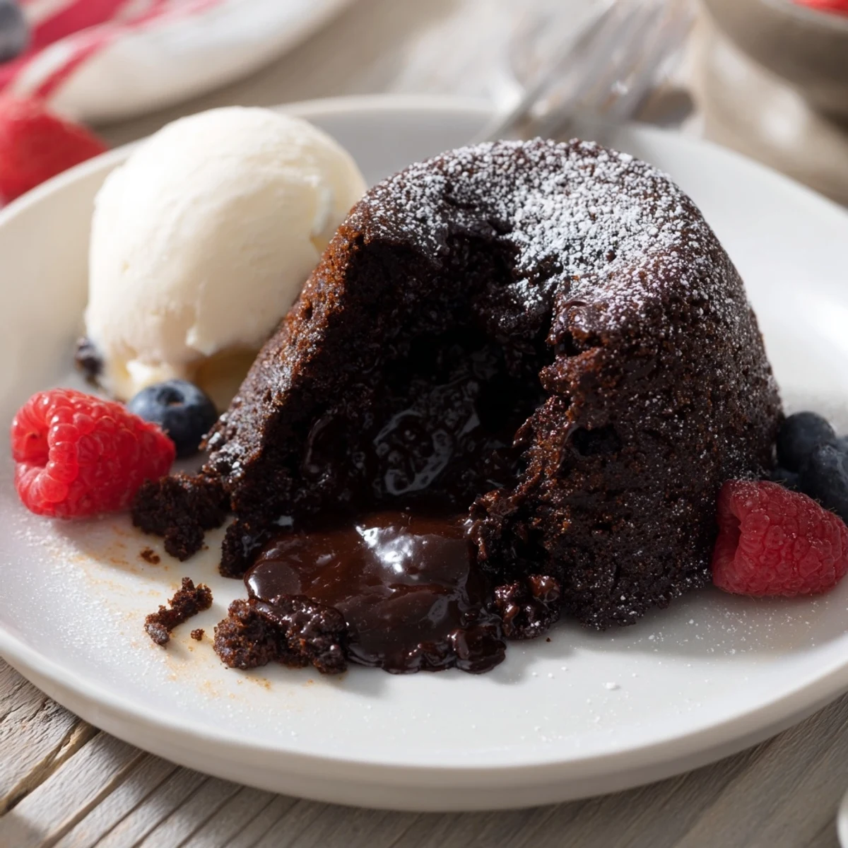 Warm, gooey dark chocolate lava cakes, perfectly plated for a romantic dessert night.