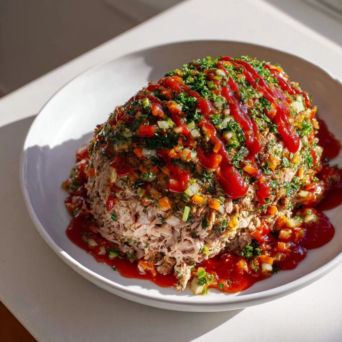 A close-up of a perfectly baked Everyday Herb-Sprigged Turkey Meatloaf, displaying tender texture and flavorful herbs.
