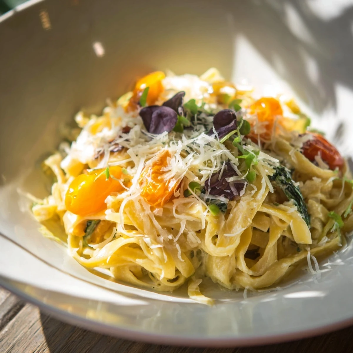 A single pot bursting with flavor: a steaming plate of One-Pot Creamy Tuscan Garlic Herb Pasta, ready to savor.