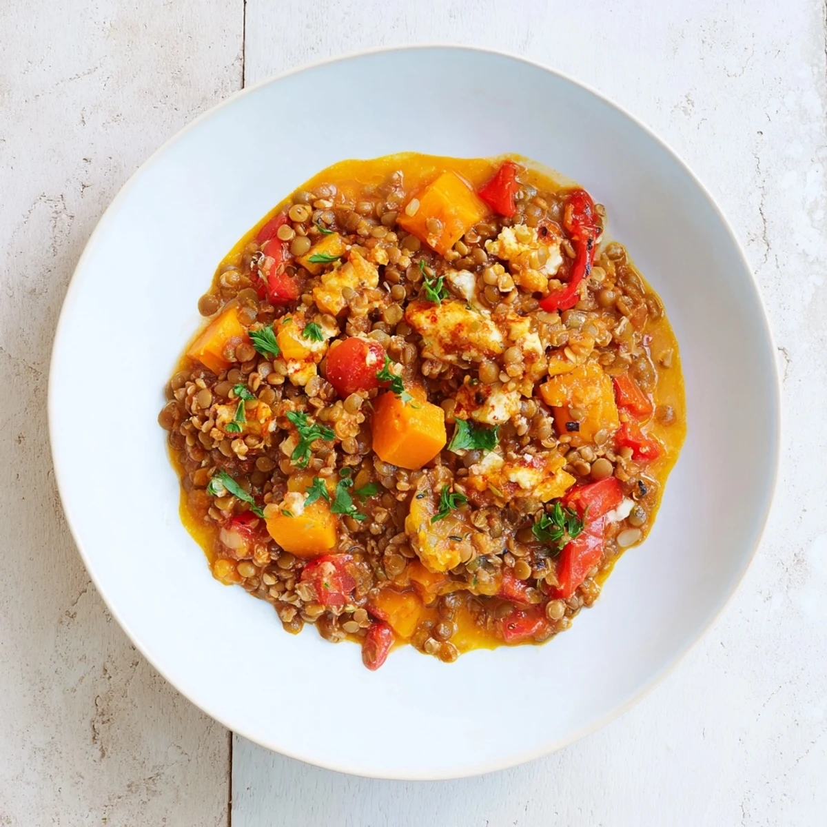 Steaming bowl of Wheat-Warm Hearty Lentil Curry, showcasing a perfectly spiced, chunky vegetarian meal.
