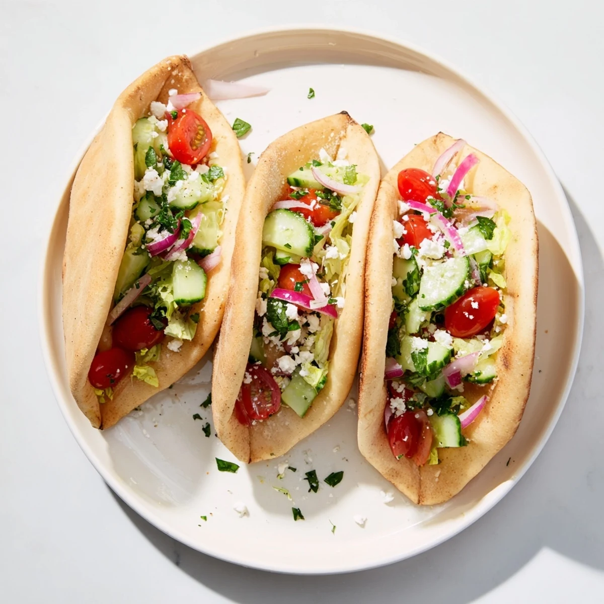 Freshly filled Savory Board: Mini Pita Pockets displayed with a trio of flavorful hummus for dipping.