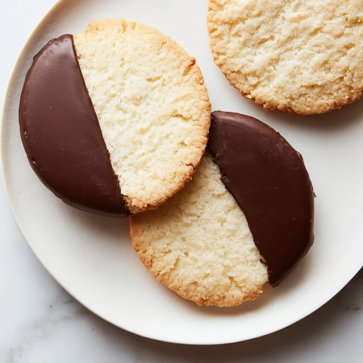 Close-up of freshly baked Simple Cookies: Vanilla Wafers, offering a sweet & crunchy dessert experience.
