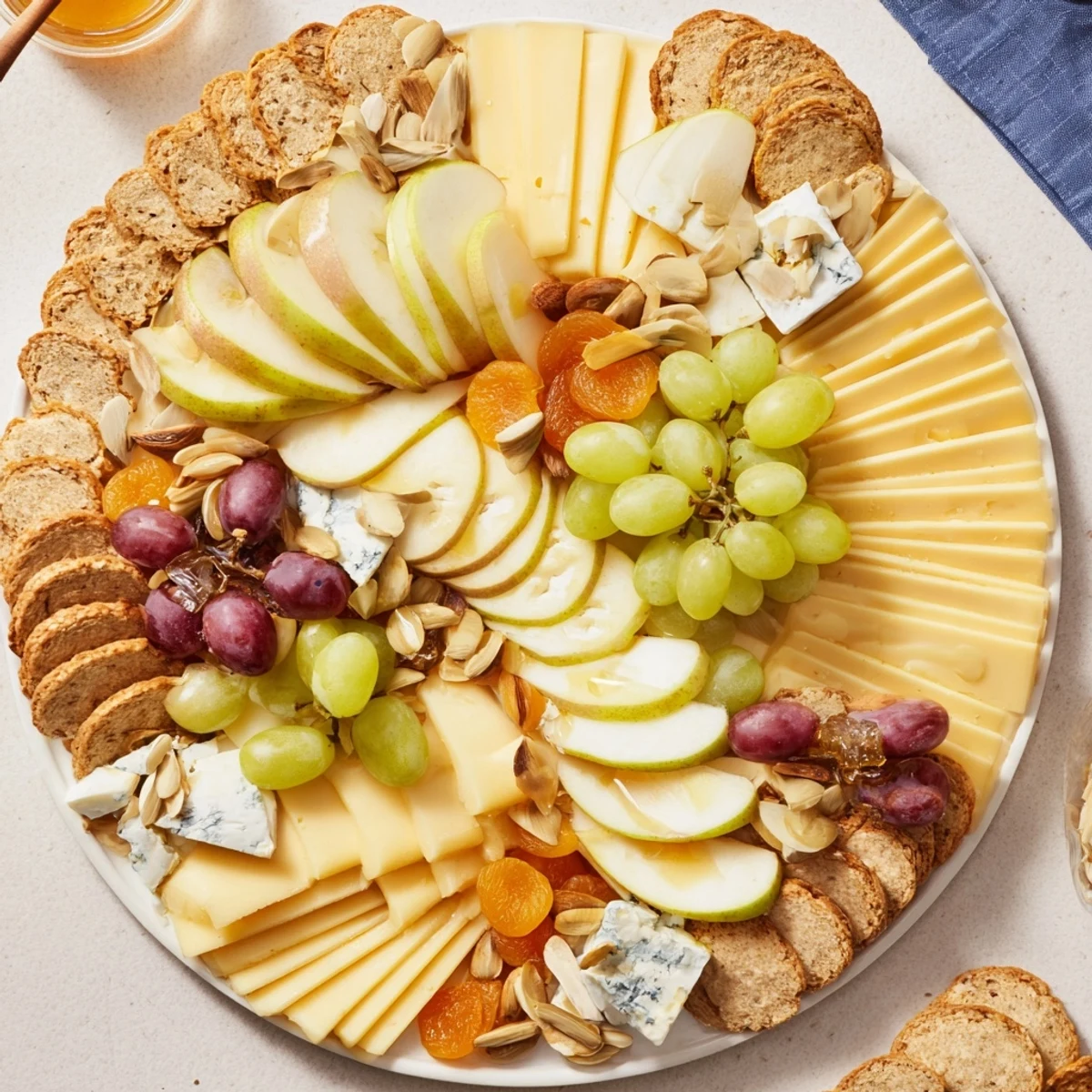 Savor the deliciousness of this Art Deco Arch Cheese Platter: an elegant appetizer for a special occasion.