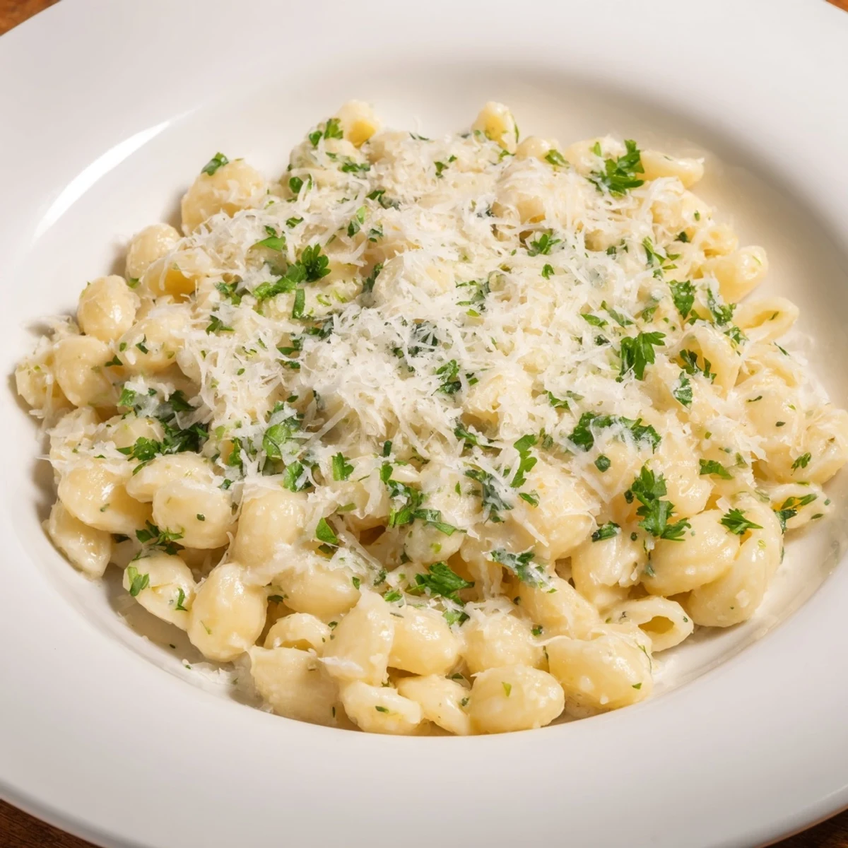 Golden strands of quick 15-Minute Garlic Parmesan Pasta coated in a rich, buttery, cheesy sauce.