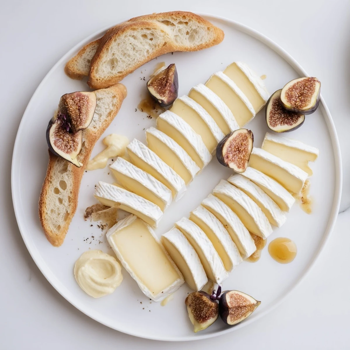 Fresh, artisan French bistro elegance platter featuring creamy Brie and tangy goat cheese, ready to serve.