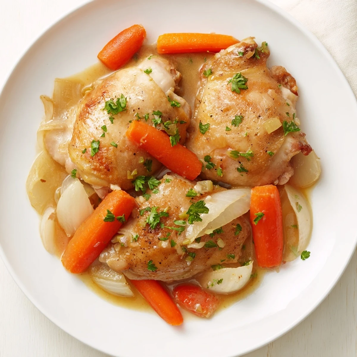 A close-up of steaming Georgia Pot Roast Chicken, garnished with parsley, ready to be enjoyed.