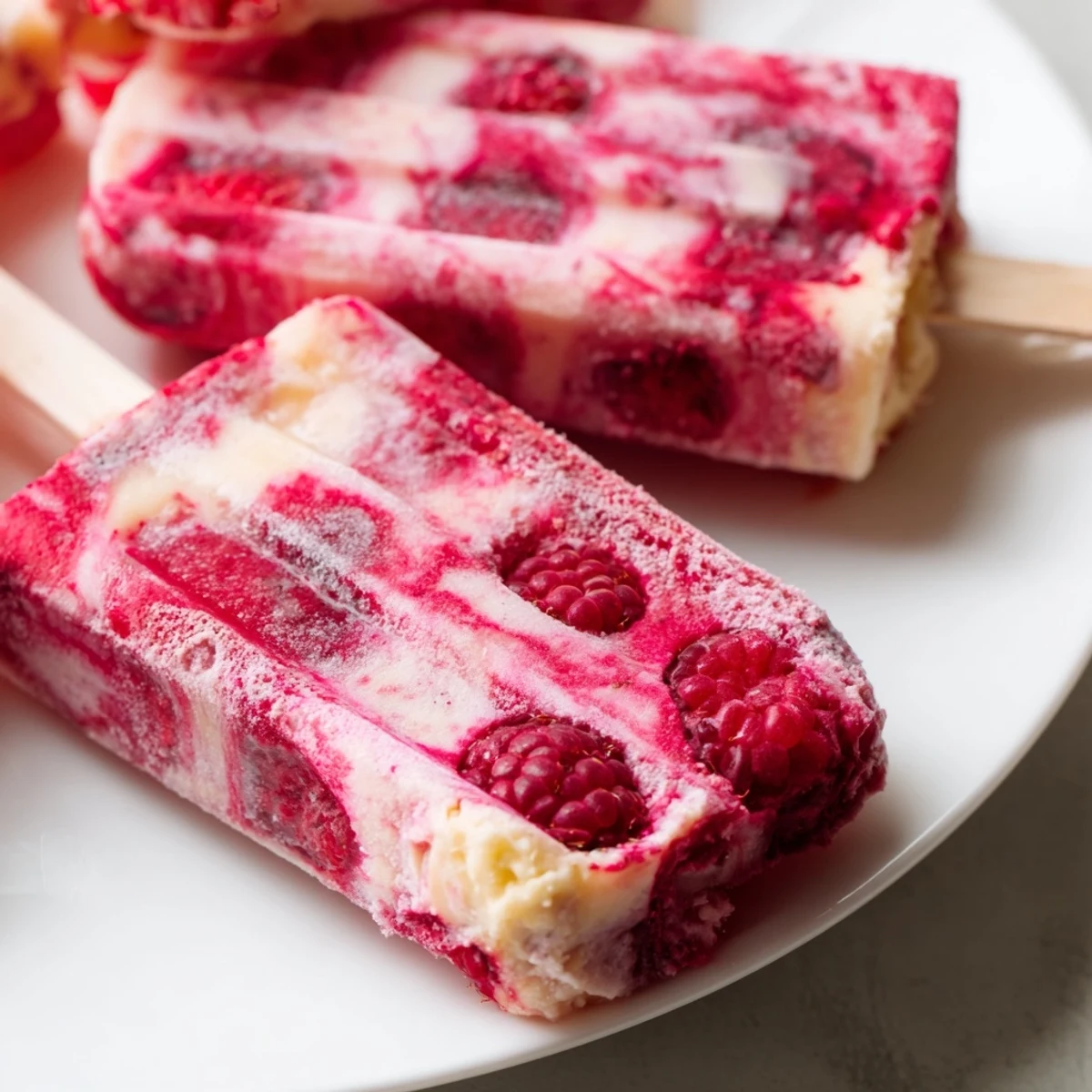These homemade Raspberry Coconut Ice Pops, bursting with flavor, look vibrant and refreshing on a warm day.