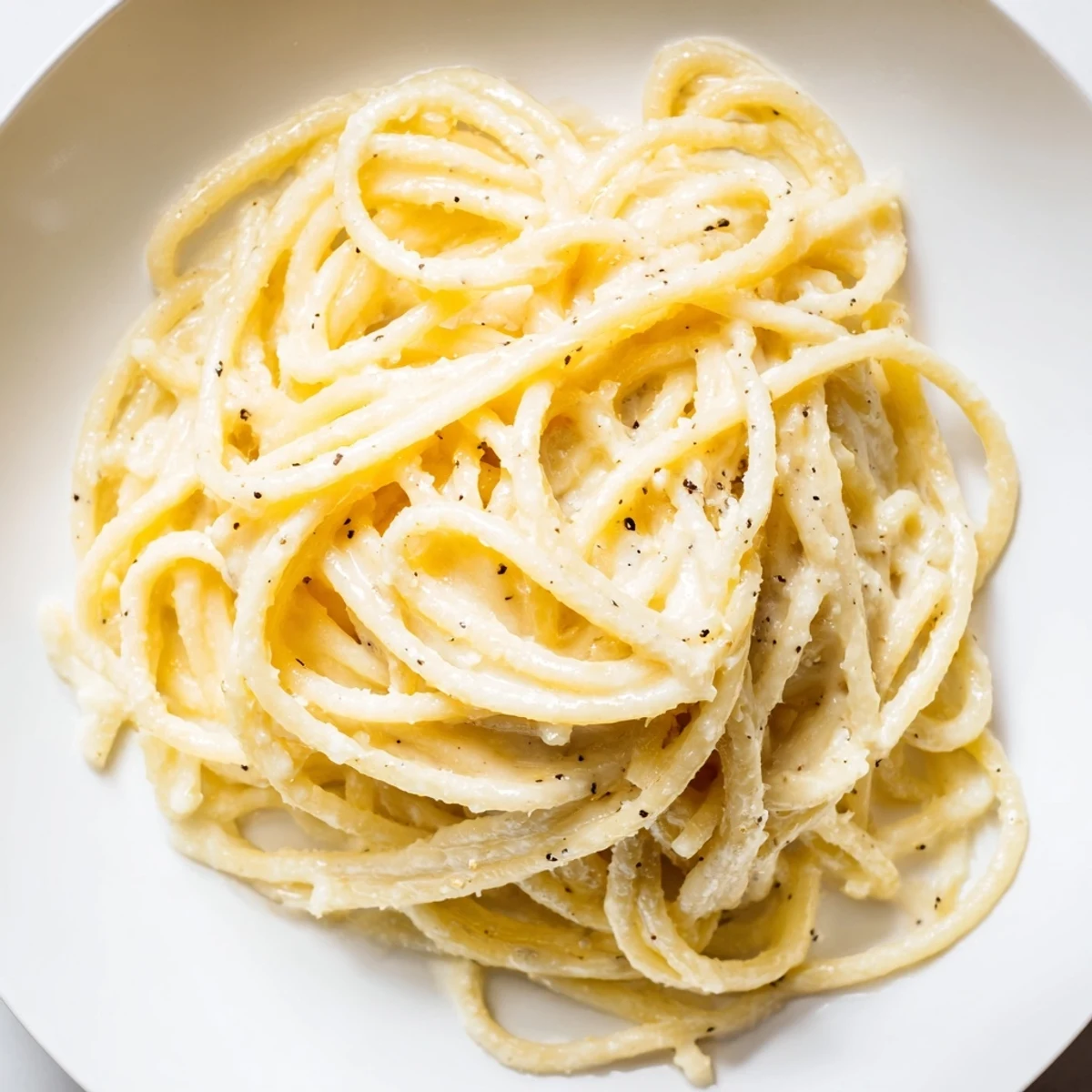 Golden, perfectly cooked Lazy Girl Three-Ingredient Pasta with fresh Parmesan, ready to eat.