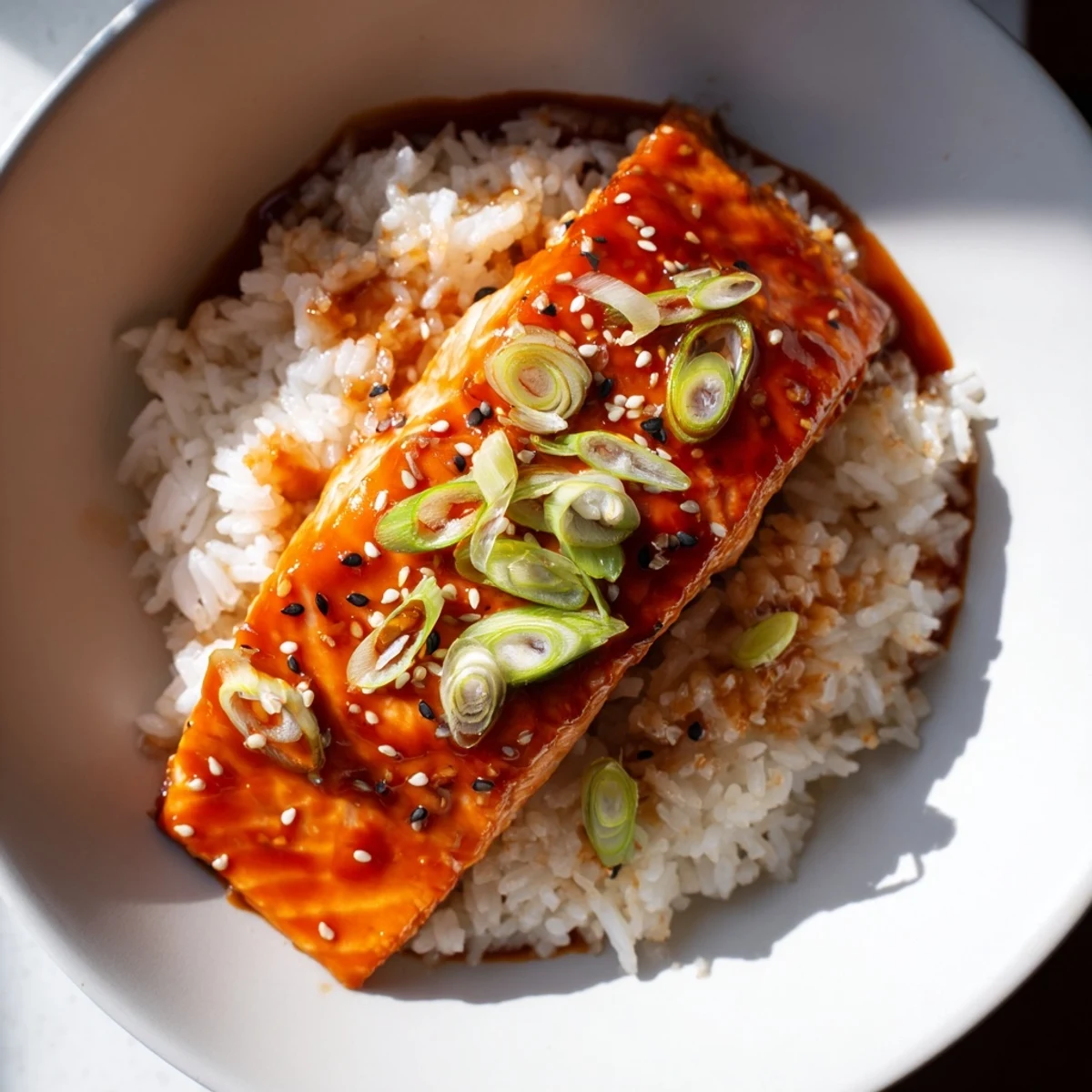 Juicy sticky orange salmon glistens with a sweet and savory glaze, a perfect Asian-inspired dinner.