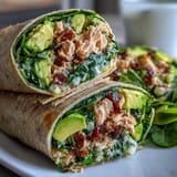 Creamy avocado and tuna wraps with fresh spinach, ready in 10 minutes for a healthy lunch.  