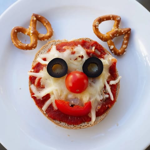 Reindeer Face Pizza Bagels