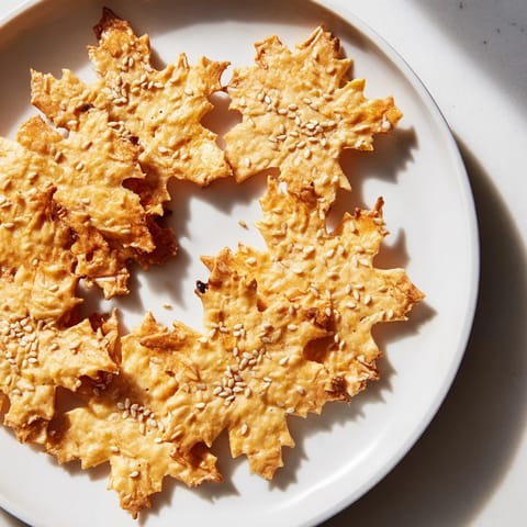 Crispy gourmet crackers: snowflake cutouts golden-brown, arranged on a cheese board with toppings.