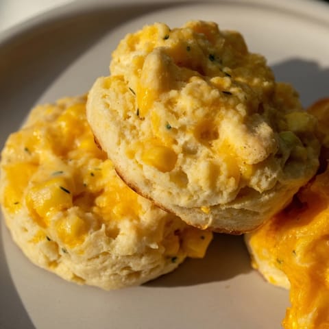 Golden-baked Chicken Cobbler with Red Lobster Mix, steaming hot and ready to serve for dinner.