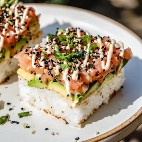 Crispy Rice Salmon Stack