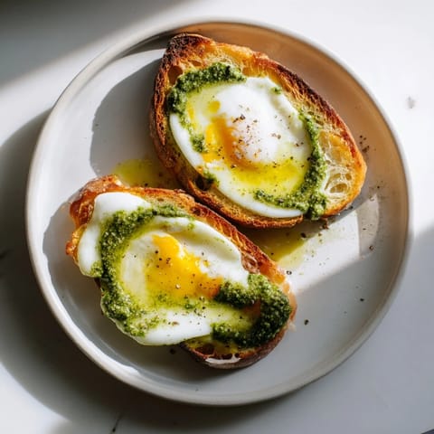 Buttery, toasted bread surrounds melty cheese and a vibrant pesto egg in this Pesto Egg Grilled Cheese creation.