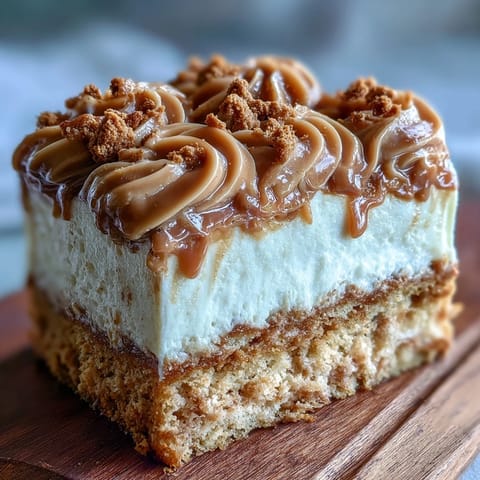 Slice of Decadent Baked Biscoff Cake with Creamy Lotus Frosting served on a white plate with a cup of coffee.