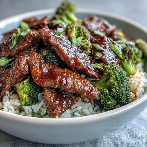 Tender beef strips and crisp broccoli over fluffy rice for a Beef and Bowl bowl.