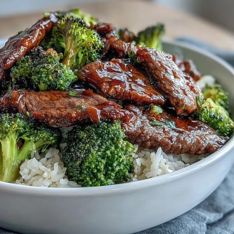 Savory soy-ginger sauce coats beef and broccoli in a classic Beef and Broccoli bowl.