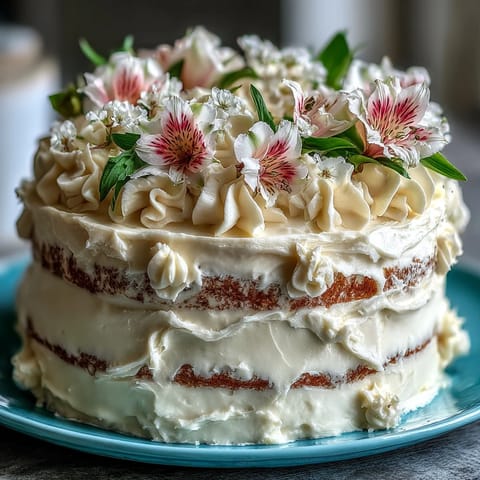 Spring Birthday Cake with Pastel Floral Buttercream: elegant vanilla cake decorated with soft pastel buttercream flowers and festive details.