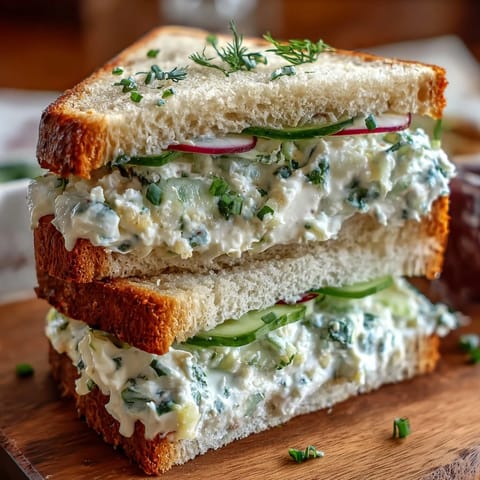 Elegant finger sandwiches with tangy lemon butter, fresh cucumber, and herbs, ideal for a Mothers Day tea party.