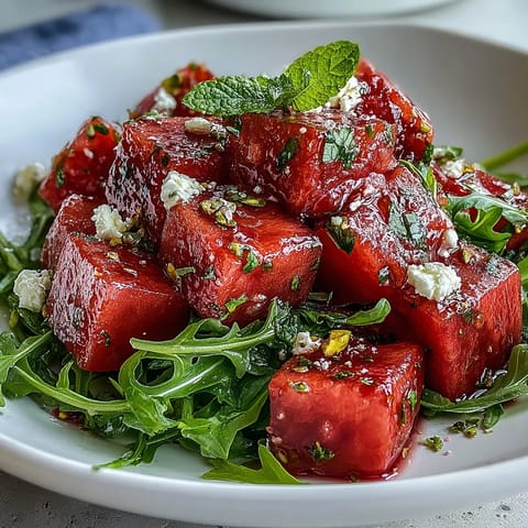 Watermelon Arugula Feta Salad