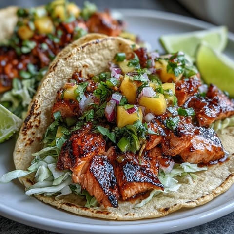 Grilled Salmon Tacos Mango Salsa