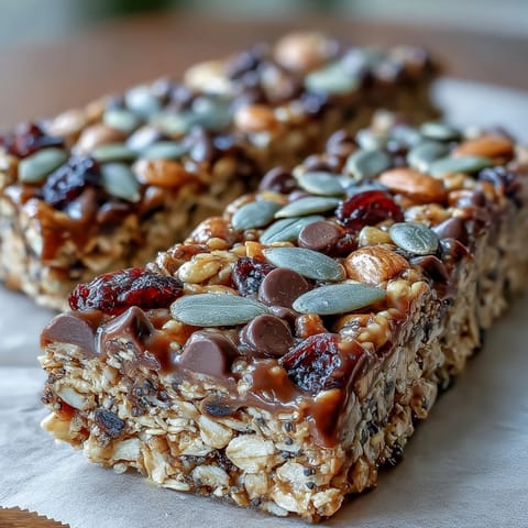 Nut-Free Granola Bars with Honey and Oats, chewy and golden, packed with oats, seeds, and dried fruit—perfect for beach snacks or on-the-go munching.