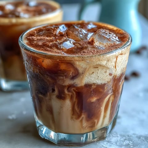 Homemade Brown Sugar Oat Milk Shaken Espresso, frothy and iced, a coffeehouse treat.