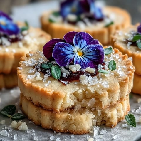 Delicate buttery shortbread cookies topped with colorful edible flowers, perfect for spring celebrations and Easter dessert platters.