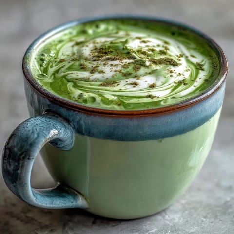 Vibrant Matcha Oat Milk Latte, a creamy, naturally green vegan morning drink.