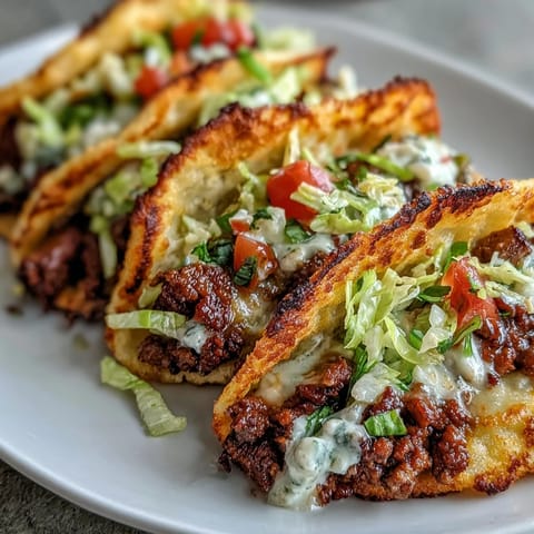Fluffy cloud bread tacos filled with savory seasoned beef and fresh toppings.