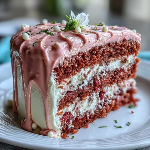 Blush pink Bridal Shower Rosé Velvet Cake with elegant gold drip.