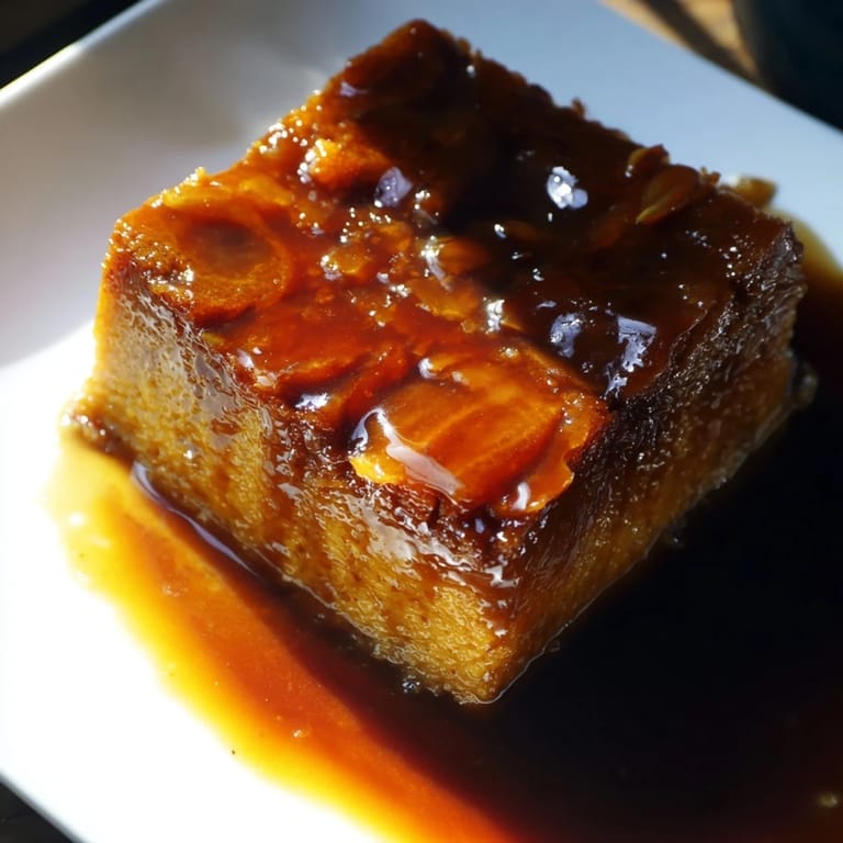 A close-up of a freshly baked Weekend Cabin-Style Sticky Toffee Pudding, a classic dessert with a tender crumb.
