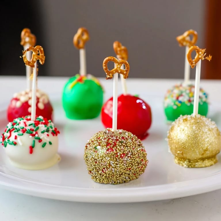 A delicious view: vibrant Ornament Ball Cake Pops, a celebratory treat waiting to be enjoyed.