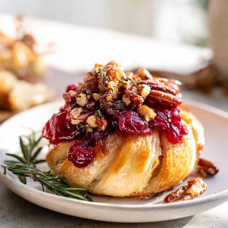 A visually stunning Brie en Croûte Pine Tree appetizer, full of cranberry and pecan goodness, ready to share.
