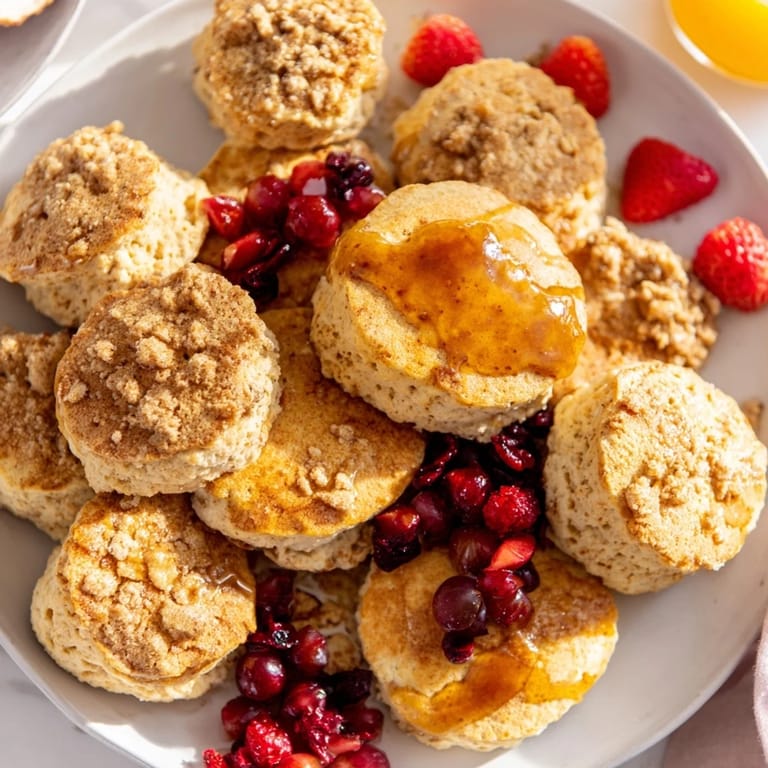 This Breakfast Brunch Board Bliss offers mini scones and a vibrant splash of colorful, delicious fruit.
