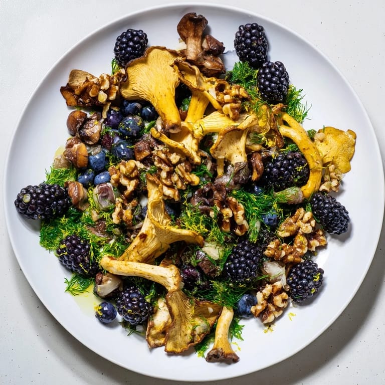 This elegant Northwest Forest Forager appetizer features artful arrangements of wild mushrooms and fresh herbs.