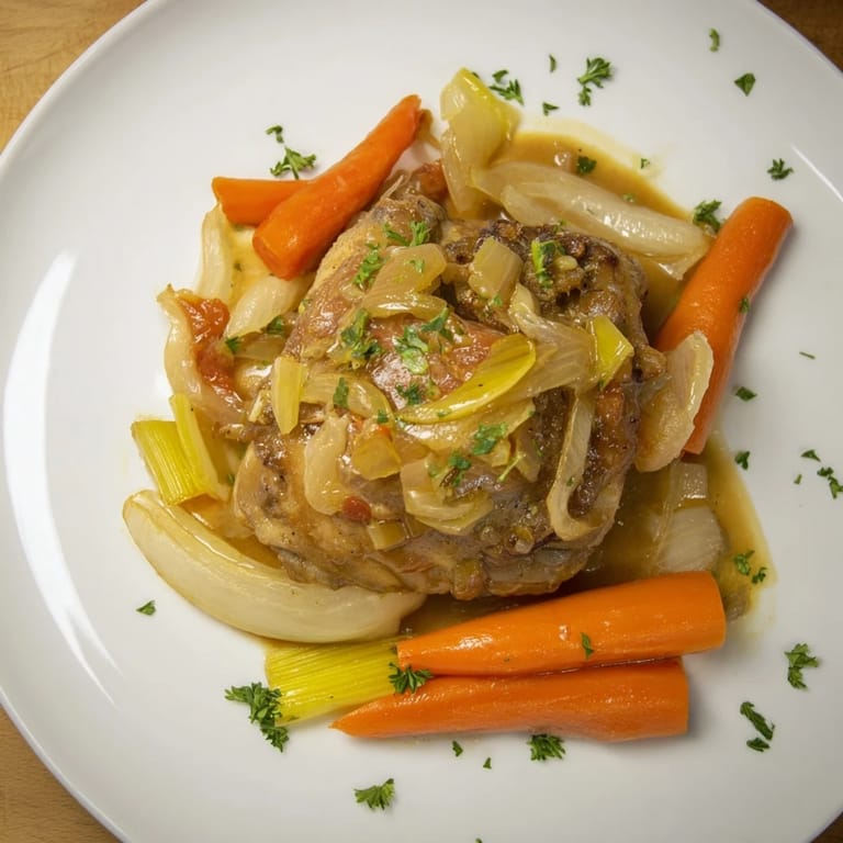 Tender, falling-apart Georgia Pot Roast Chicken, perfect for a cozy family dinner served with rice.