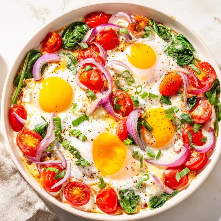 Savory Baked Feta Eggs baked until the feta is soft, served with crusty bread perfect for dipping.