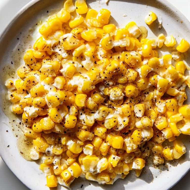 This creamy Honey Butter Skillet Corn, with its sweet corn kernels, ready for a comforting bite.