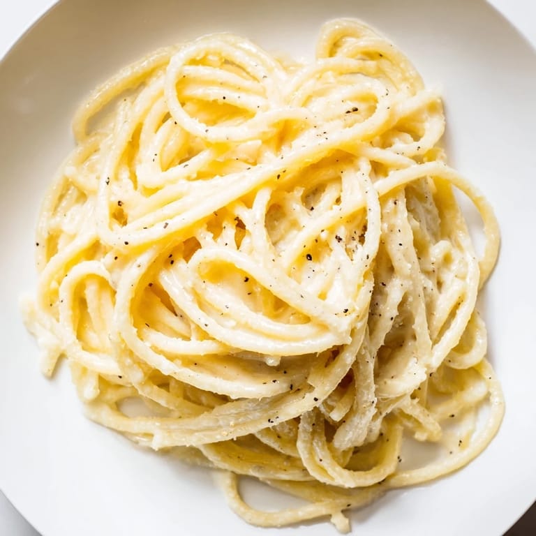 Golden, perfectly cooked Lazy Girl Three-Ingredient Pasta with fresh Parmesan, ready to eat.