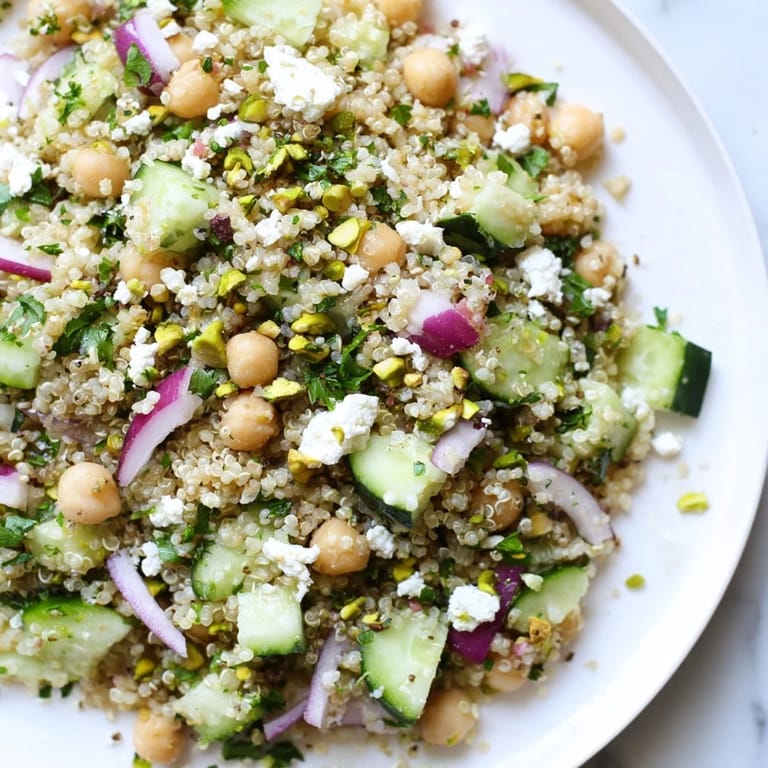 A bright bowl of Jennifer Aniston Salad, featuring quinoa and chickpeas, perfect for a light lunch.