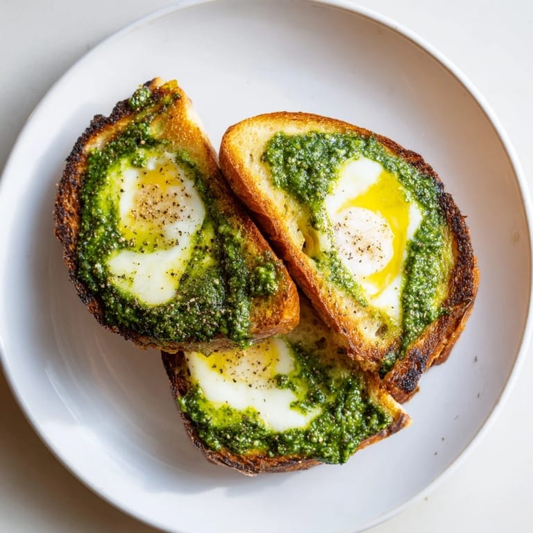 Close up shot of the flavorful Pesto Egg Grilled Cheese, oozing with cheese and delicious pesto-infused egg.