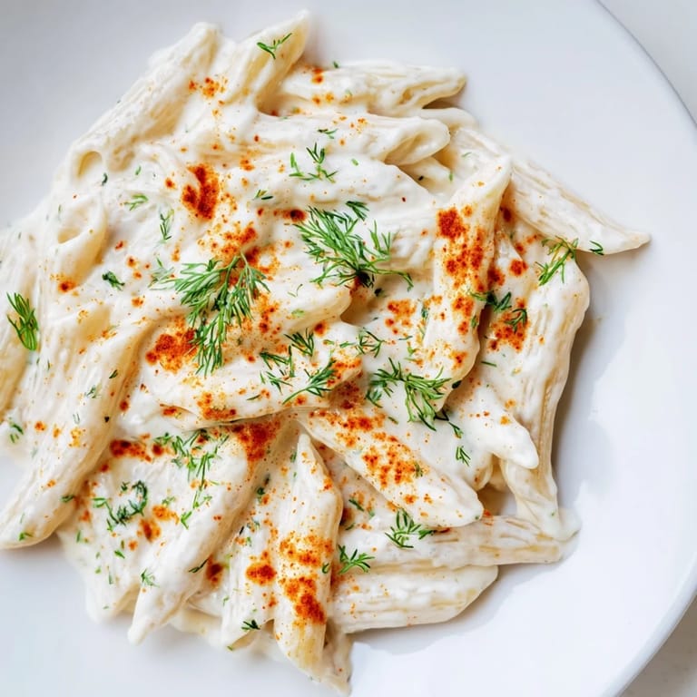Authentic Turkish Yogurt Pasta in a bowl, showcasing the vibrant red paprika butter drizzle.