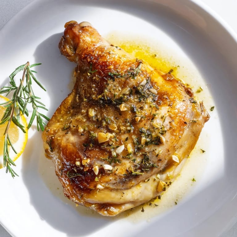 Crispy, herb-infused garlic butter chicken thighs served hot from the oven, garnished with parsley and perfect for a weeknight family dinner.
