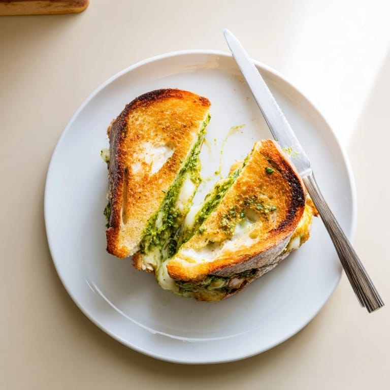 Toasted sourdough sandwich with melty mozzarella and fontina, served warm with a side of tomato soup.