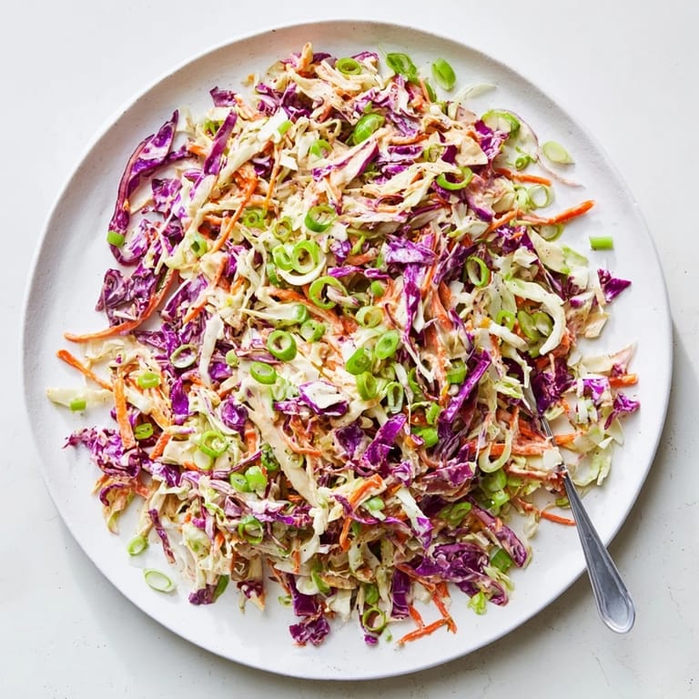 Fresh Best Cabbage Coleslaw made with green and red cabbage, grated carrots, and green onions for a colorful vibrant side dish.
