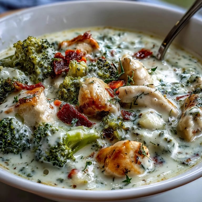 Best Chicken Broccoli Cheddar Soup topped with extra cheddar and tender broccoli florets.