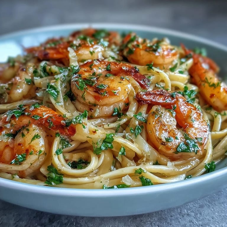 Tender shrimp and al dente linguine in Shrimp Scampi finished with parsley and lemon zest.